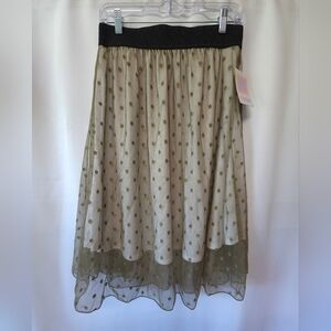 Elegant Polka Dot Skirt in Olive and White
